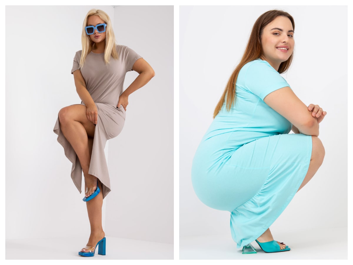 Sukienka basic plus size z falbaną